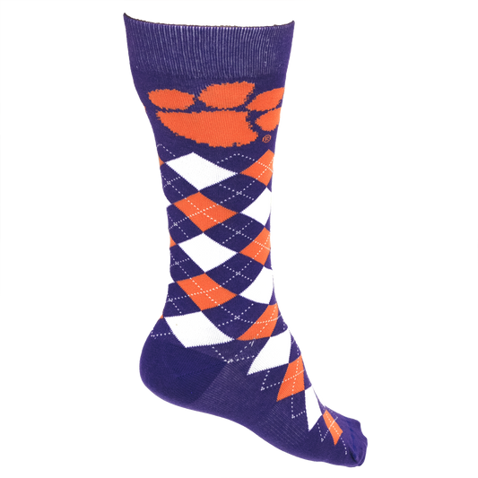 Clemson Purple Argyle with Paw Socks